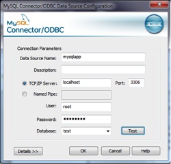 Configuring mySQL ODBC connection